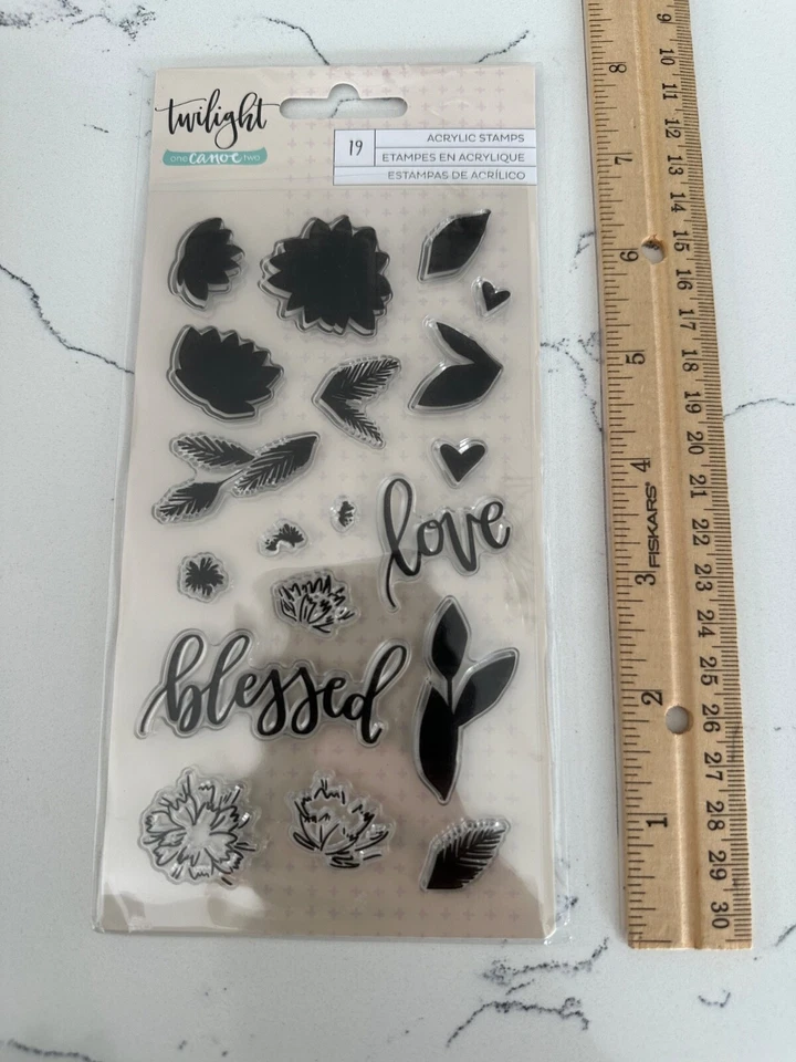 Álbum de recortes American Craft Twilight One Canoe dos 19 estampillas acrílicas hojas amor Foto 3 de 4