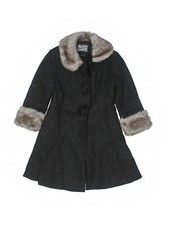 Girl Rothschild Charcoal Gray Faux Fur Wool Winter Holiday Dress Coat Size 4