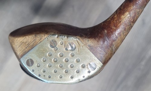 Antique Vintage The Dint Hickory Wood Shaft Golf Club Spoon Silver Face & Sole - Picture 3 of 18