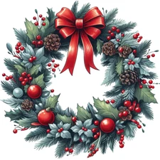 30 Custom Classic Christmas Wreath Personalized Address Labels