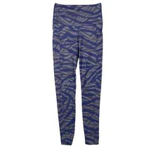 Women's Running Bare Gray Blue Zebra Print W/ Pockets Athletic Leggings-4/6