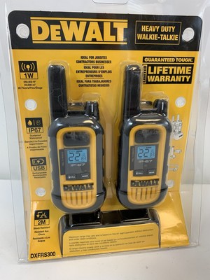 NEW DEWALT DXFRS300 Two Way UHF/FM Radio Walkie Talkie - Set of 2 NEW