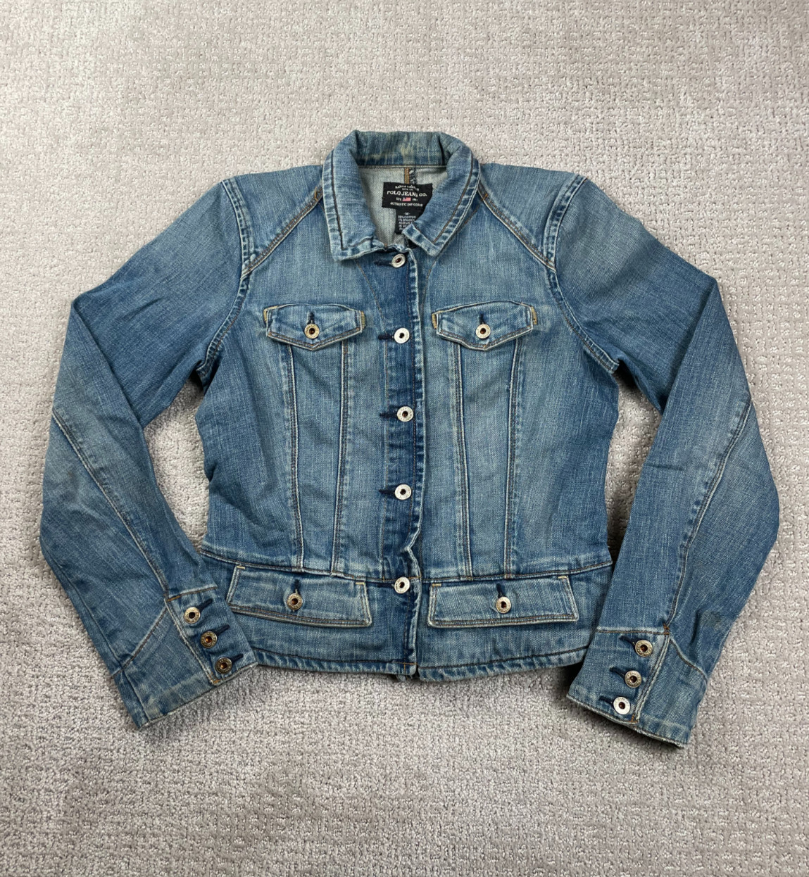 Vintage Ralph Lauren Polo Jeans Co Denim Jacket Women M Cotton Blend Stretch Y2K