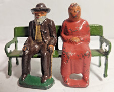 VINTAGE BRITAINS FARM & VILLAGE FIGURES MAN & WOMAN ON BENCH SET OF 2 METAL 54mm