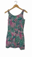 Lilly Pulitzer Girls' Sundari Romper Pink Green Floral Tropical Sz XL 12-14