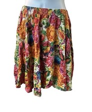 Arden B Womens S Floral Rayon Pull On Skirt Multicolor Boho Made in USA