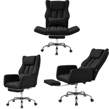 Image of Ergonomic Computer Gaming Chair with Footrest, Adjustable Arms Cross Legged Seat