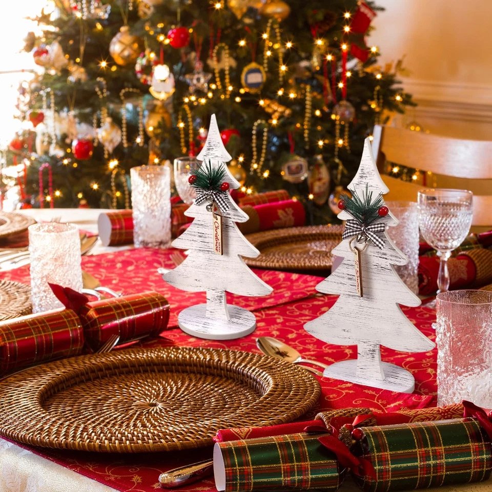 6 Piece Rustic Wood Christmas Tree Sign Decor Farmhouse Christmas Decorations - Image 4 of 4