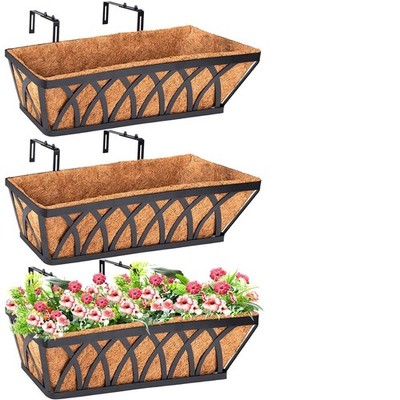 LCHUANG Deck Railing Planter Window Box - 3 Pack 24 Inch Deck Balcony Rail Pl...