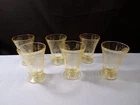 Set of 6 Hazel Atlas Yellow Depression Glass Florentine Poppy #2 Juice Tumblers