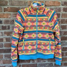 Chubbies Men s Fleece Jacket Southwestern Aztec Full Zip Medium Neon Soft Warm