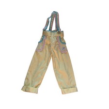 Vtg Carters 2T 80s Camp Butterfly Pastel Yellow Overalls Mesh Pockets Kids USA