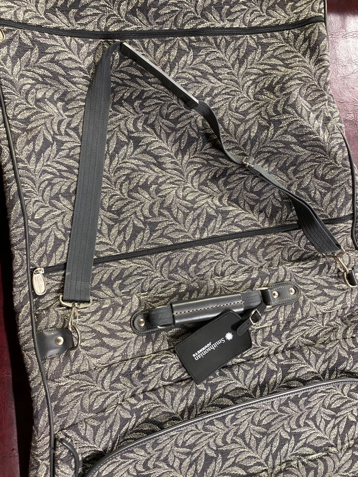 VTG Designer Diane Von Furstenberg Luggage Garment Bag Gray Leaf Tapestry Pocket - Image 4 of 4