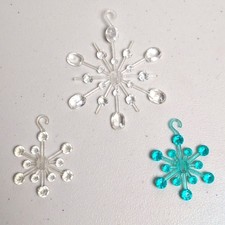 VTG Acrylic Snowflake Star Christmas Tree Ornaments Lot of 3 Aqua Blue Clear