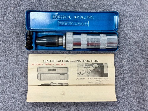 Vintage 1/2” Impact Driver Set Rockwood No.2500 NOS w/ Case & Bits