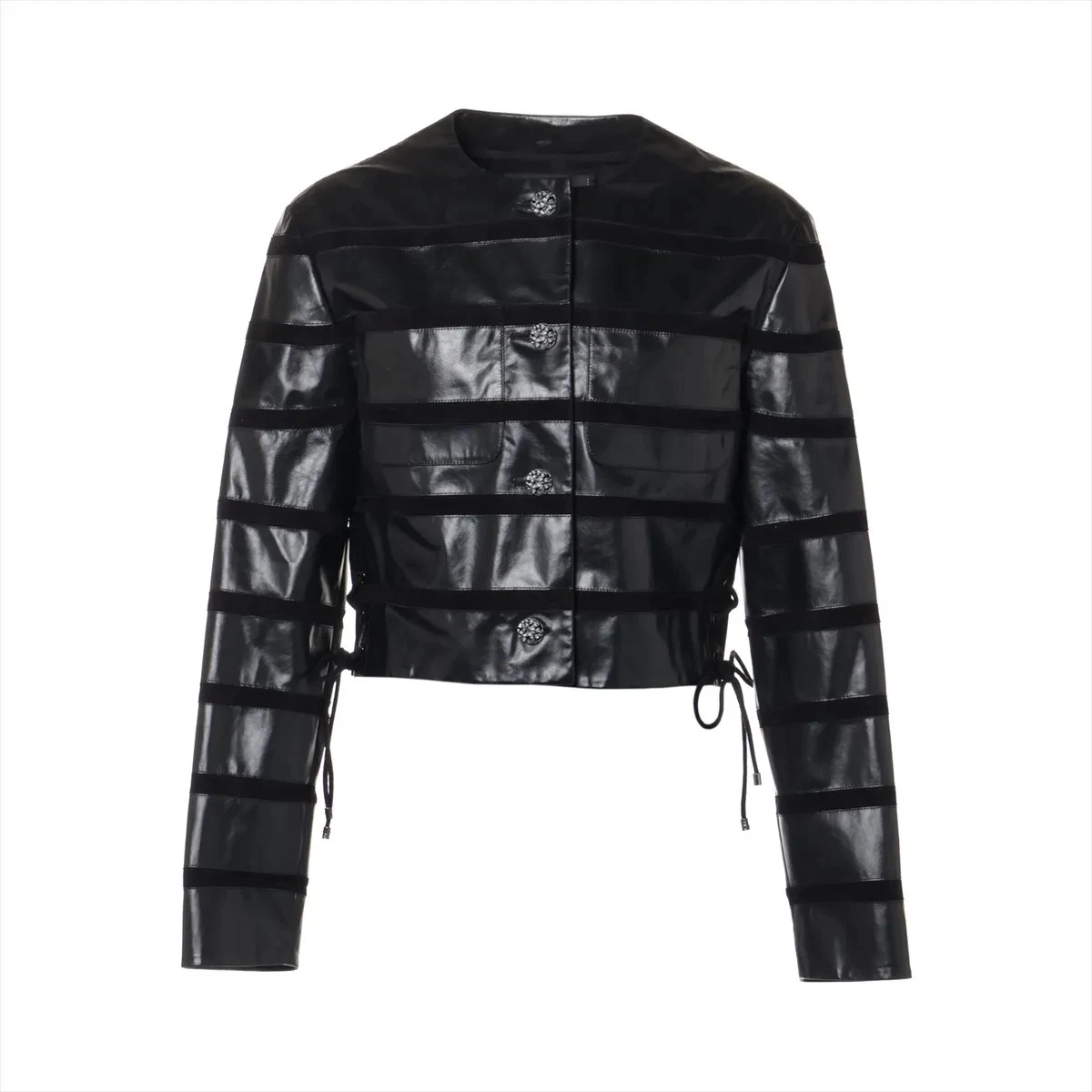 Giacca Chanel Coco Bottone Pelle x Cotone 36 Donna Nero P76814C69144