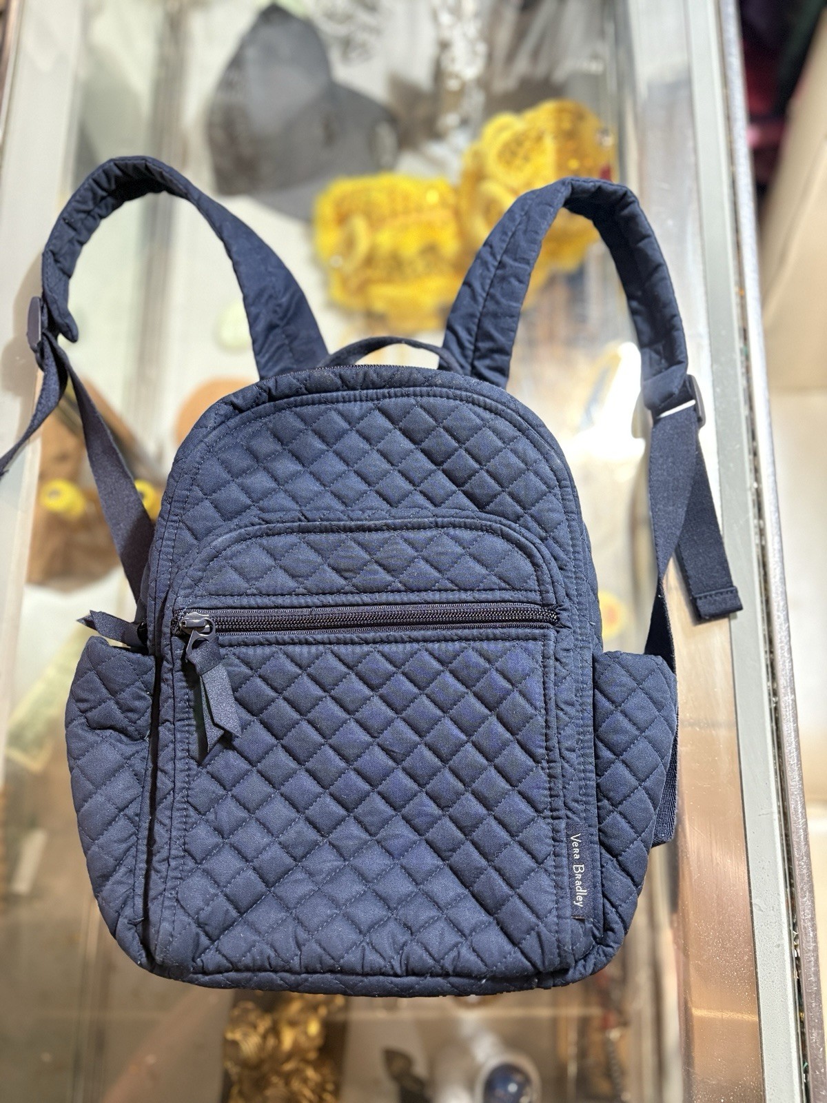 Vera Bradley Small Backpack in Classic Navy Recycled Cotton