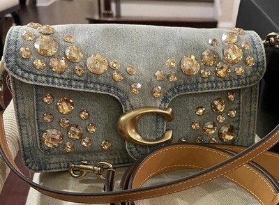 Coach Tabby 26 Denim With Crystals Vachetta Leather  Shoulder Bag Gift Boxed NWT