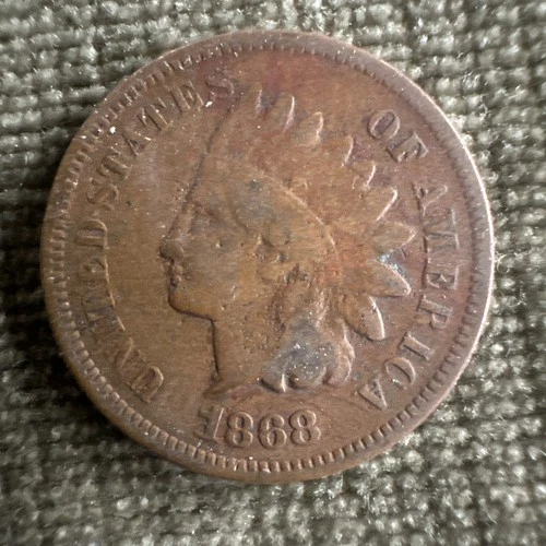 1868 Indian Head Cent – VF to XF Details – Circulated