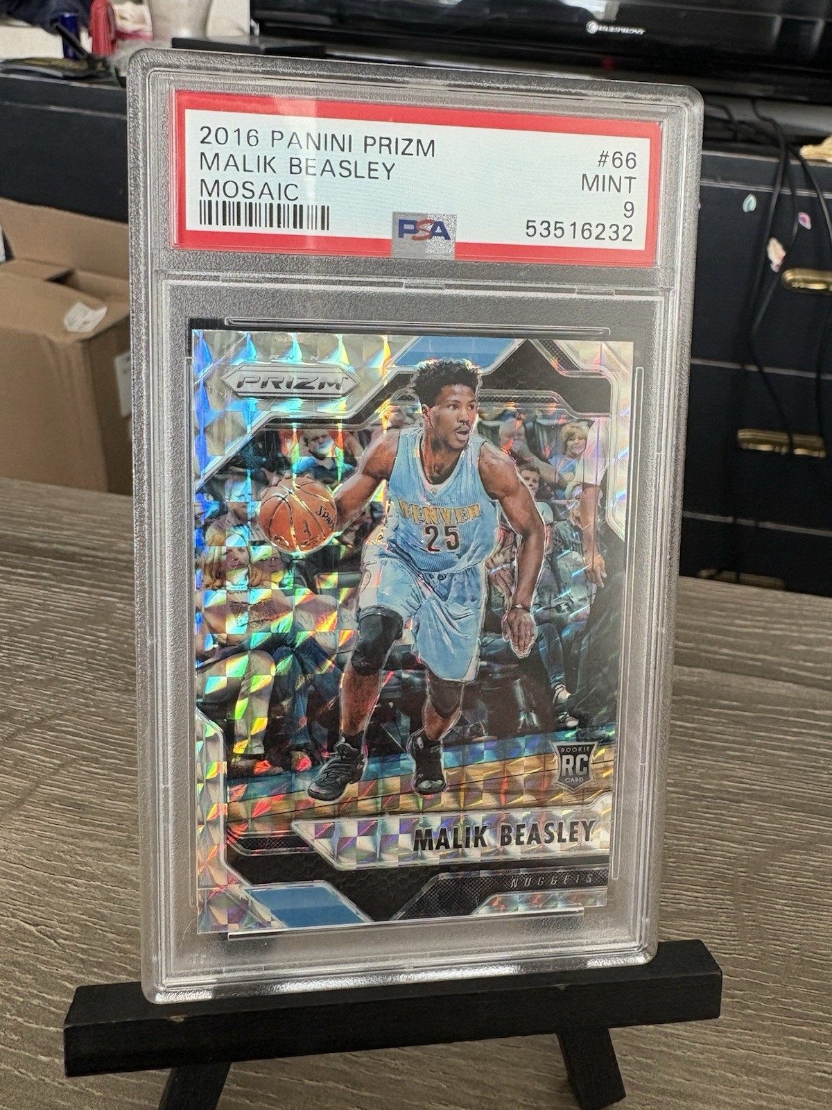 Malik Beasley 2016-17 Panini Prizm Mosaic Silver RC PSA 9 Nuggets