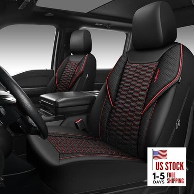 CAR PASS 3D Foam Mesh Leather Car Seat Two Front Black And Red Mesh Leather