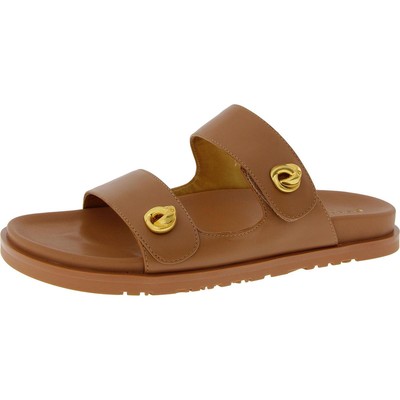 Donna Karan Womens HAZLEY-FLAT SANDAL Leather Slide Sandals Shoes BHFO 4159