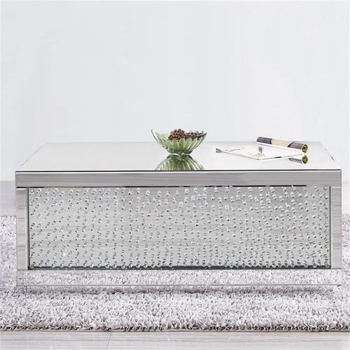 Elegant Lighting 48 inch Rectangle Crystal Coffee Table In Clear Mirror Finish - Picture 2 of 9