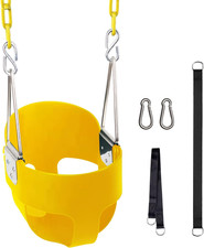 Toddler Swing, Full Bucket Baby Swing Seat Iron Chains Yellow Baby Swing O