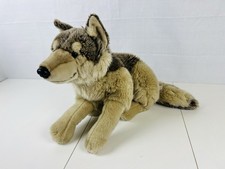 Rare FAO Schwarz Wolf Brown Biege Husky Plush Stuffed Animal Toys R Us 24" 2013