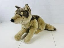 Rare FAO Schwarz Wolf Brown Biege Husky Plush Stuffed Animal Toys R Us 24" 2013