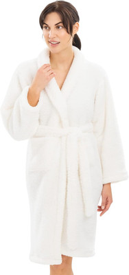 Damen Bademantel Weicher Frottee ohne Kapuze - Damenmantel Fleece weich 