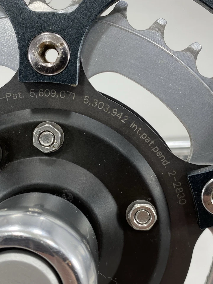 Juego de bielas vintage Schlumpf Speed Drive Road 2 velocidades 110 BCD principios de 1990 Alemania Foto 3 de 4