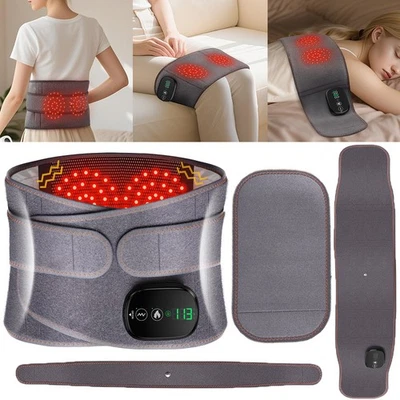 AFDEAL Electric Infrared Heated Waist Belt with Vibration Massager for Back Pain Relief