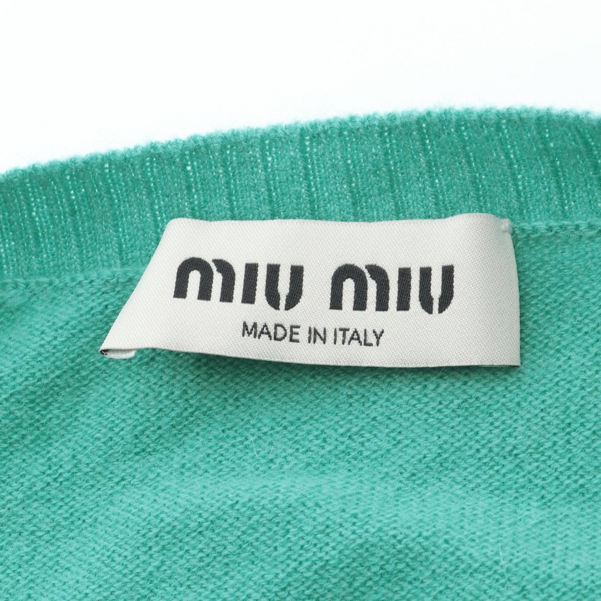 Miu Miu logo Cardigan MMF919 cashmere silk Green Size 40 Used