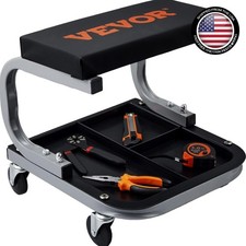 Shop Seat 250 Lbs Capacity Padded Rolling Workshop Stool with Tool Tray Garage