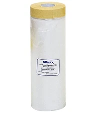 SKmax Pre-taped 3/4" Masking Tape with 5 Ft Drop Down Film By 27YDS (1 ROLL)