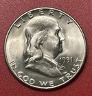1951 S Franklin Silver Half Dollar, Choice/Gem Uncirculated.