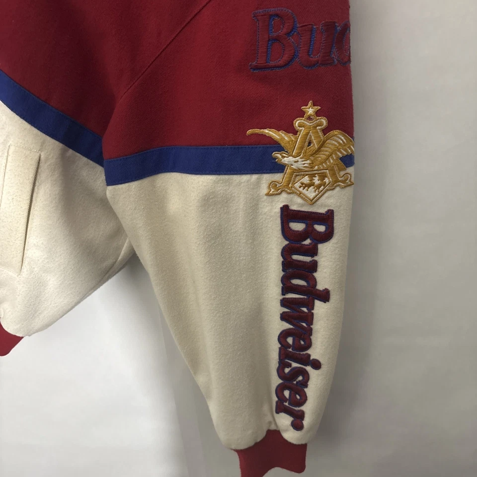 Chaqueta De Colección Budweiser Racing Ken Schrader NASCAR Para Hombre Talla L Jeff Hamilton Snap Foto 3 de 4