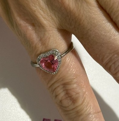 Damenring Sterling 925 rosa Stein Größe 10