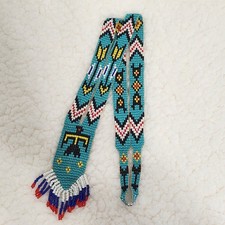 Native American 19" Seed Bead Necklace, Handcrafted Multi-Color Beads