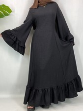 Ramadan Flared Sleeves Long Dress Abaya Muslim Women Kaftan Dubai Evening Party