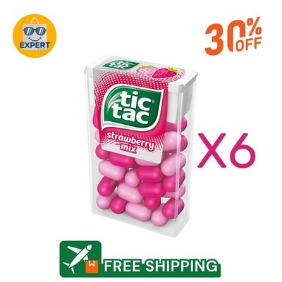 X6 - Tic Tac Drops Strawberry Mix Flavor 10.2g = 0.35oz each