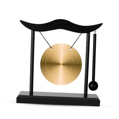 Feng Shui Gong Decor, Zen Brass Desktop Decor, 6.4x6.3x2 Inch Mini Sound 