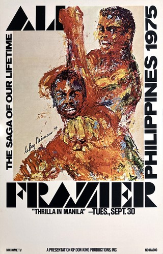 Original Vintage Thrilla in Manila Poster by Leroy Neiman Ali and Frazier