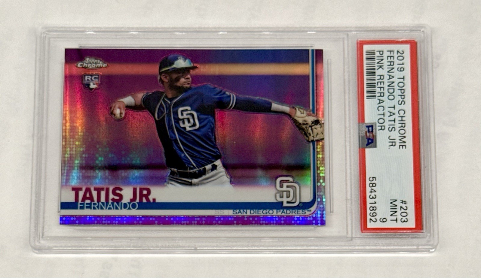 Fernando Tatis Jr 2019 Topps Chrome Pink Refractor #203 PSA 9 💎 MINT RC Padres