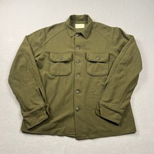 VTG US Military Cold Weather Field Shirt Men Medium Green Wool Blend OG-108