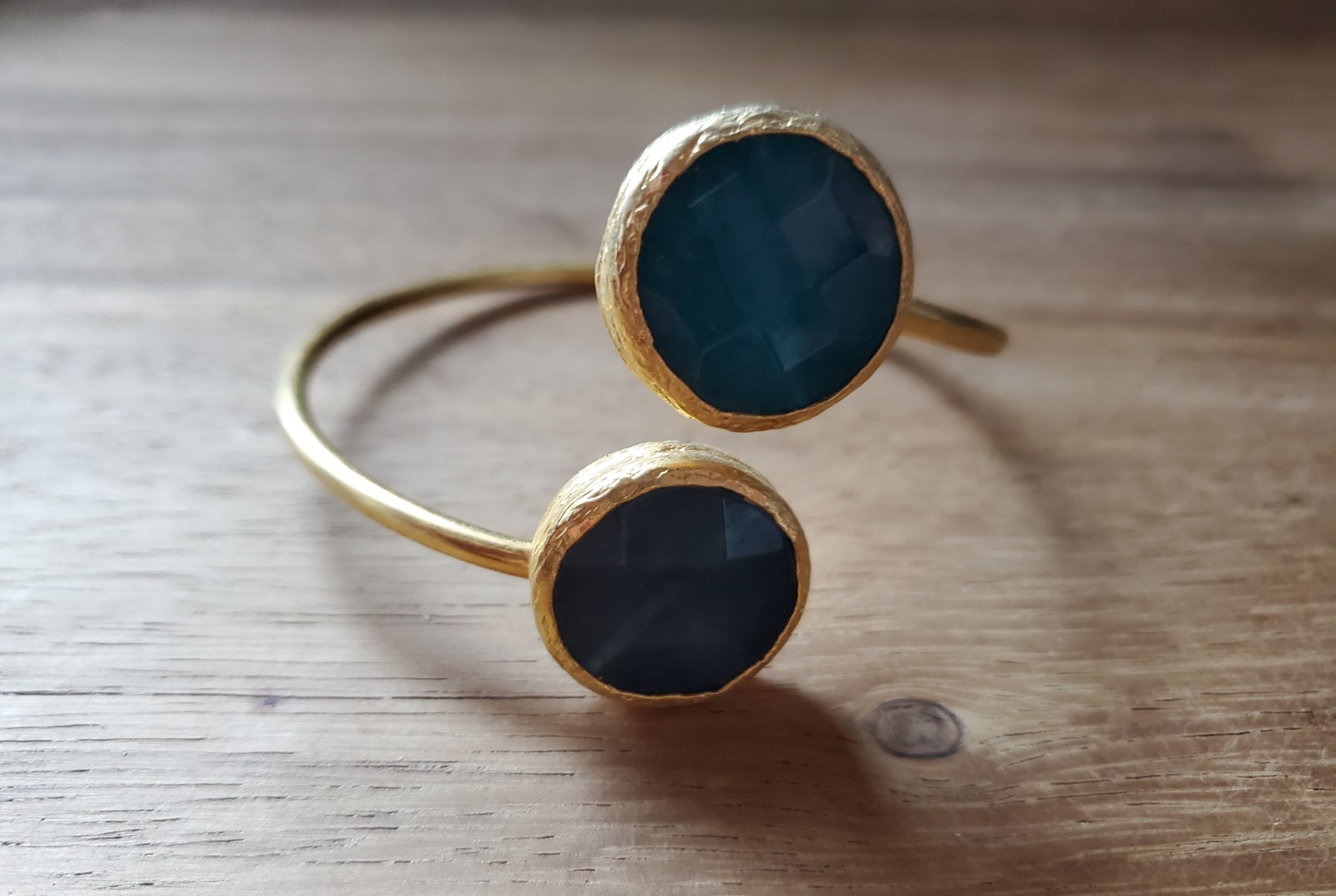 Elya Brass Signed Statement Cuff Bracelet – Blue … - image 4