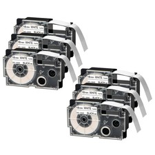 6PK XR-18WE Label Tape Black on White Compatible Casio 18mm 0.7'' Cartridge 750