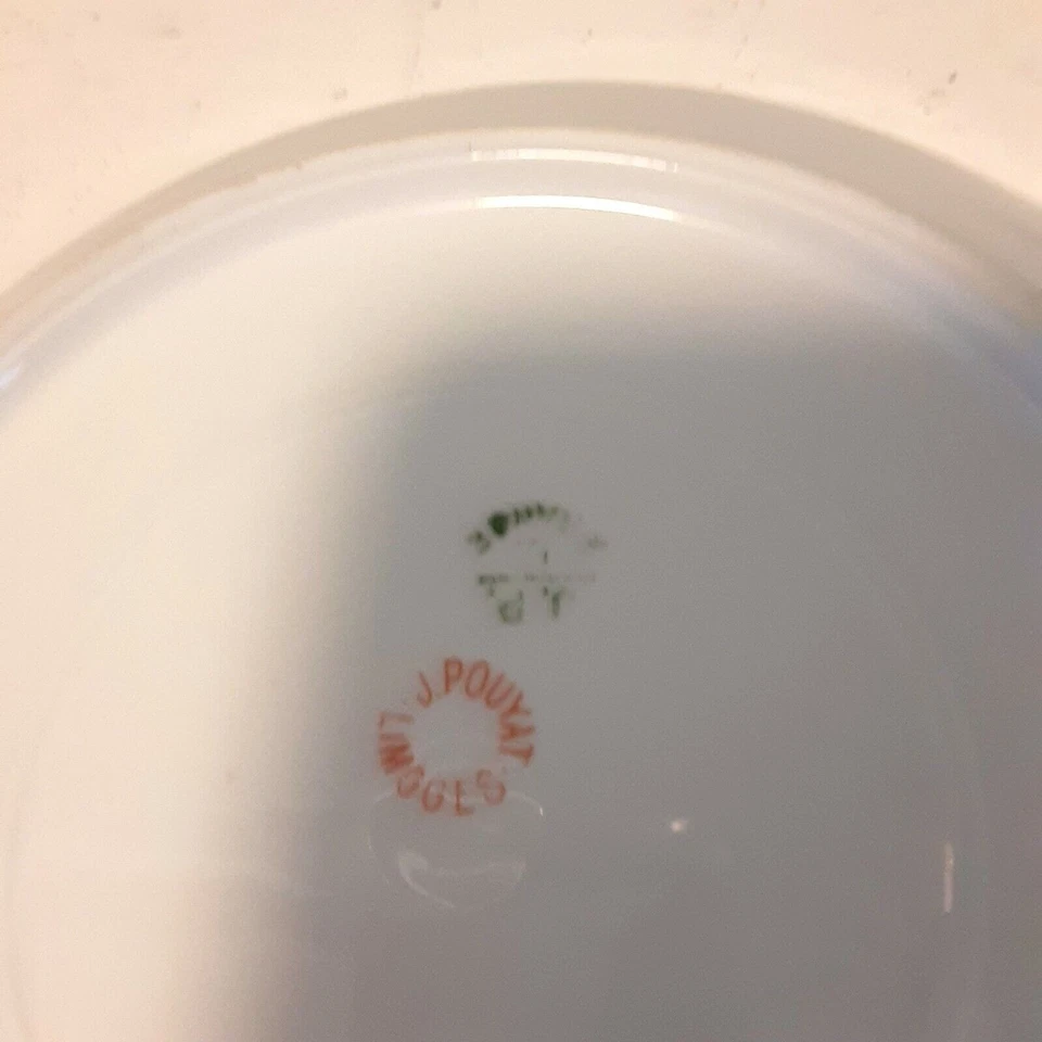 7 cuencos de sopa antiguos raros Jean Pouyat Limoges cupé azul rosa floral casa de campo Foto 3 de 4