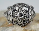 Genuine Vintage Art Deco Sterling Silver & Marcasite Ring c 1940